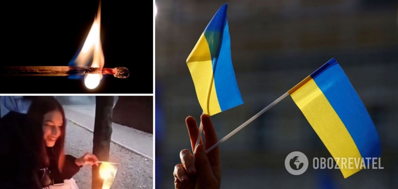 Модель из Каменского публично сожгла национальный символ Украины: это не мой флаг. Видео