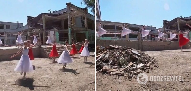 В Харькове станцевали вальс на развалинах разбомбленной РФ школы: щемящее видео