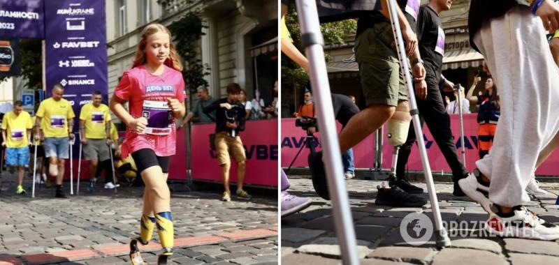 Девочка из Краматорска, потерявшая обе ноги, пробежала полумарафон во Львове. Фото