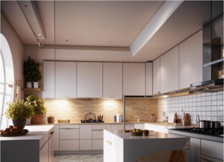 Эргономичное пространство с угловой кухней с островом